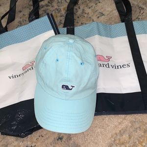 Vineyard vine hat cap blue and two shopping bags